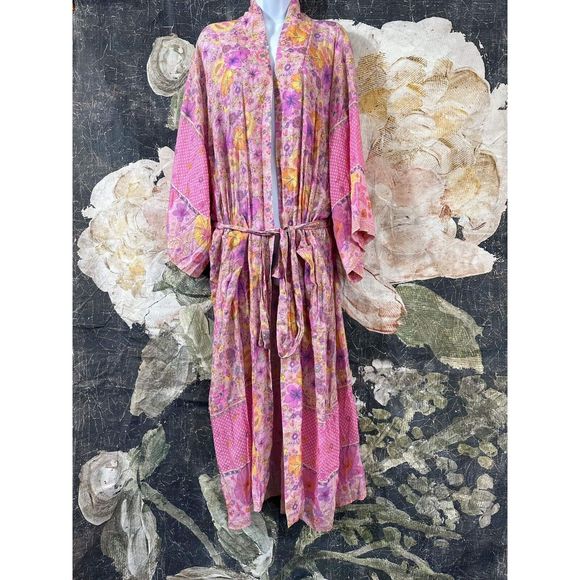 New Free People X Spell Hibiscus Lane Maxi Kimono M/L - Picture 4 of 7
